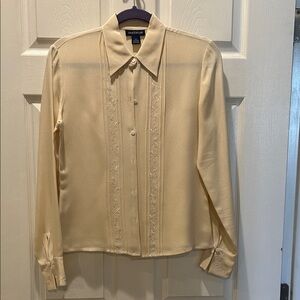 Ann Taylor Ivory Embroidered Shirt